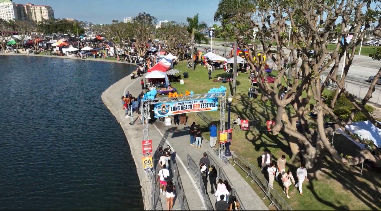 Welcome entrance arch to Long Beach BBQ Festival